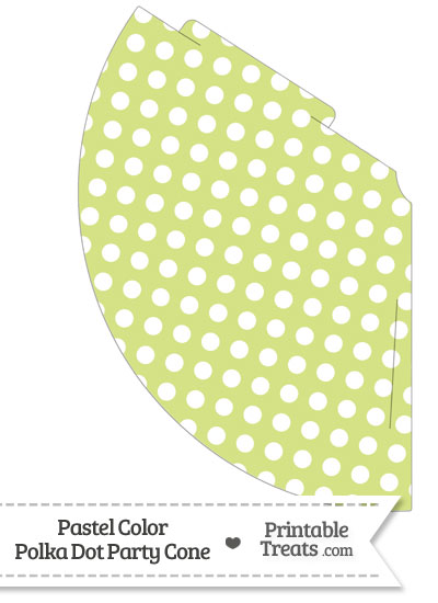 Pastel Yellow Green Polka Dot Party Cone from PrintableTreats.com
