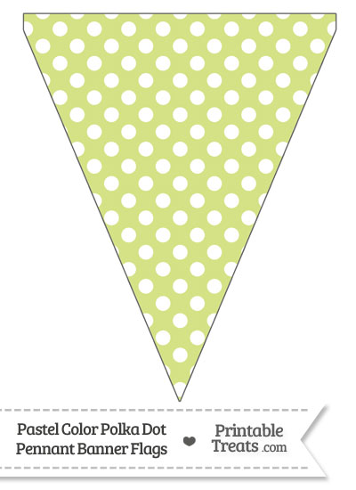 Pastel Yellow Green Polka Dot Pennant Banner Flag from PrintableTreats.com