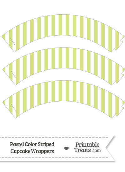 Pastel Yellow Green Striped Cupcake Wrappers from PrintableTreats.com