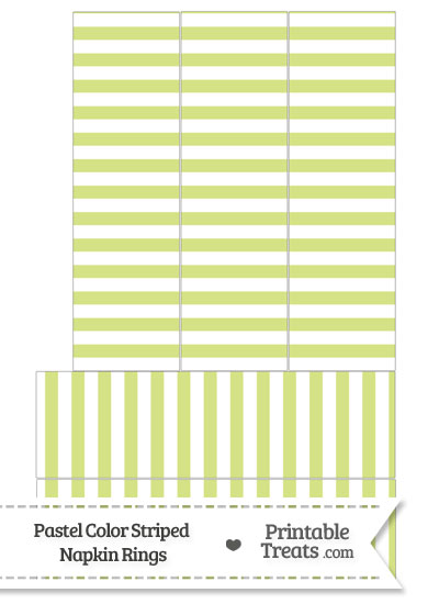 Pastel Yellow Green Striped Napkin Rings from PrintableTreats.com