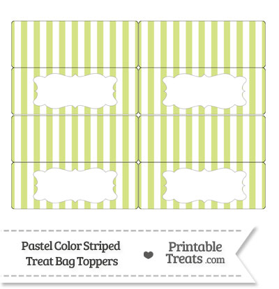 Pastel Yellow Green Striped Treat Bag Toppers from PrintableTreats.com