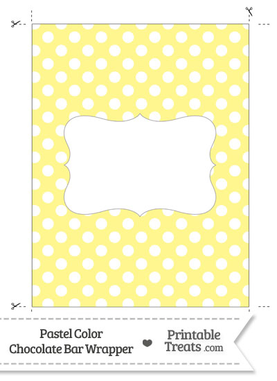 Pastel Yellow Polka Dot Chocolate Bar Wrappers from PrintableTreats.com