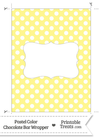 Pastel Yellow Polka Dot Chocolate Bar Wrappers from PrintableTreats.com