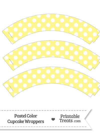 Pastel Yellow Polka Dot Cupcake Wrappers from PrintableTreats.com