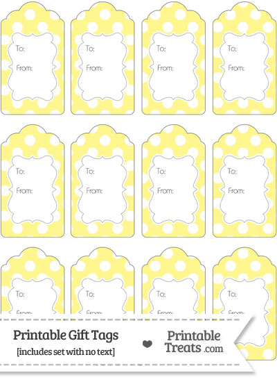 Pastel Yellow Polka Dot Gift Tags from PrintableTreats.com