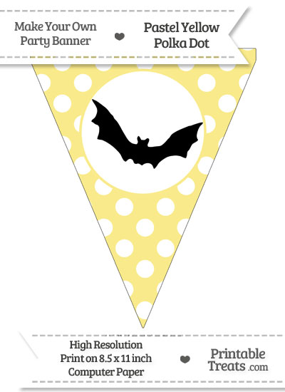 Pastel Yellow Polka Dot Pennant Flag with Bat Download from PrintableTreats.com