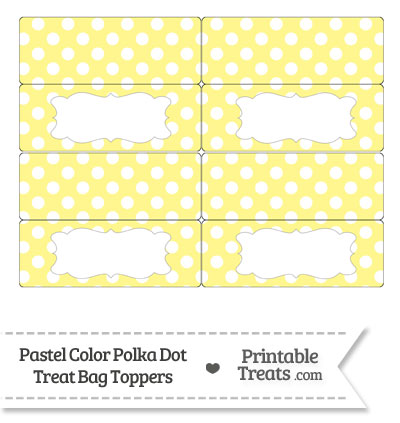 Pastel Yellow Polka Dot Treat Bag Toppers from PrintableTreats.com