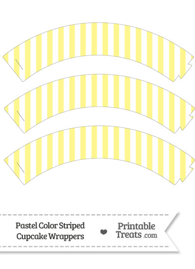 Pastel Yellow Striped Cupcake Wrappers from PrintableTreats.com