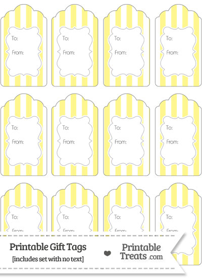 Pastel Yellow Striped Gift Tags from PrintableTreats.com