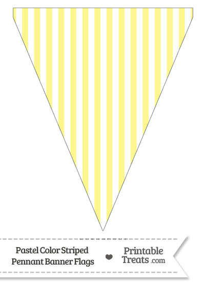 Pastel Yellow Striped Pennant Banner Flag from PrintableTreats.com
