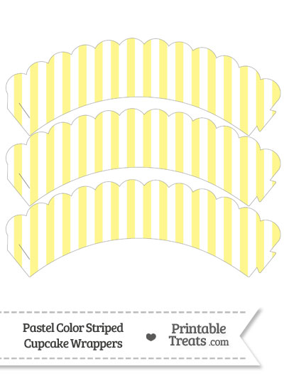 Pastel Yellow Striped Scalloped Cupcake Wrappers from PrintableTreats.com