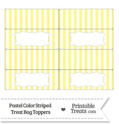 Pastel Yellow Striped Treat Bag Toppers from PrintableTreats.com