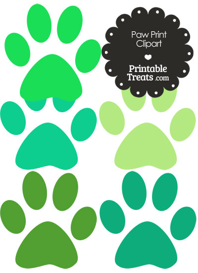 Paw Print Clipart in Shades of Green from PrintableTreats.com