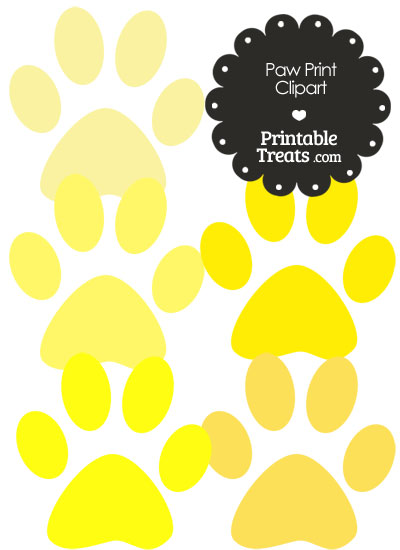 Paw Print Clipart in Shades of Yellow from PrintableTreats.com