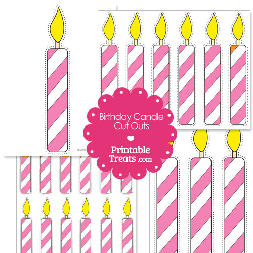 Pink and white birthday candle cut outs from PrintableTreats.com