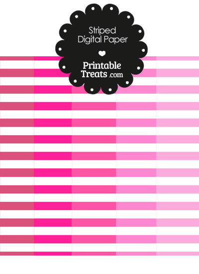 Pink and White Horizontal Striped Digital Scrapbook Paper from PrintableTreats.com