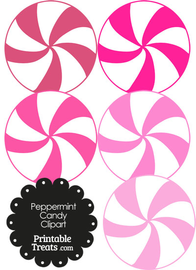 Pink and White Peppermint Candy Clipart from PrintableTreats.com