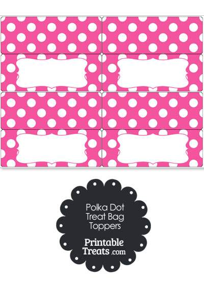 Pink and White Polka Dot Treat Bag Toppers from PrintableTreats.com