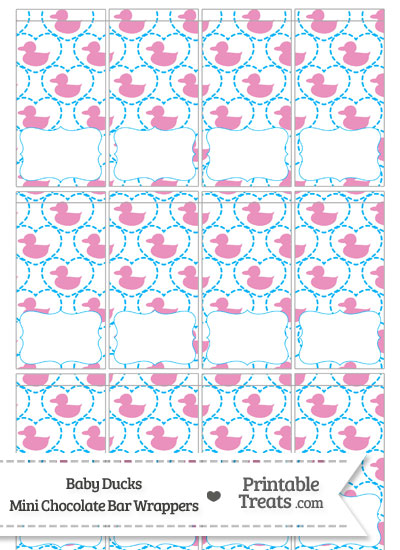 Pink Baby Ducks Mini Chocolate Bar Wrappers from PrintableTreats.com