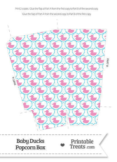 Pink Baby Ducks Popcorn Box from PrintableTreats.com