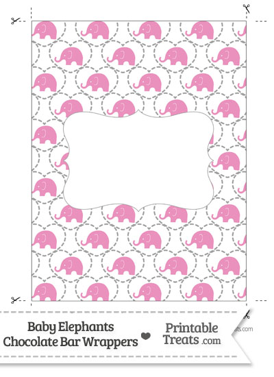 Pink Baby Elephants Chocolate Bar Wrappers from PrintableTreats.com