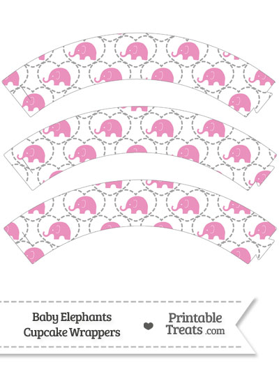 Pink Baby Elephants Cupcake Wrappers from PrintableTreats.com