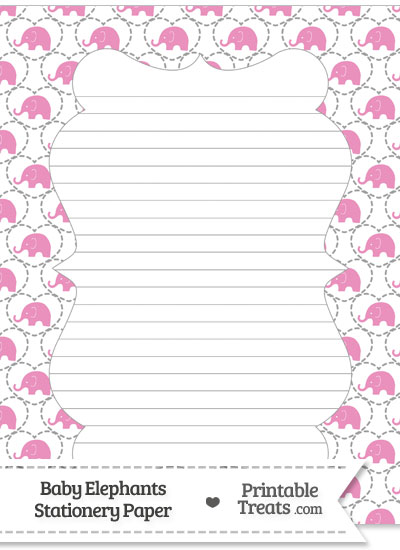 Pink Baby Elephants Stationery Paper from PrintableTreats.com