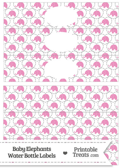 Pink Baby Elephants Water Bottle Wrappers from PrintableTreats.com