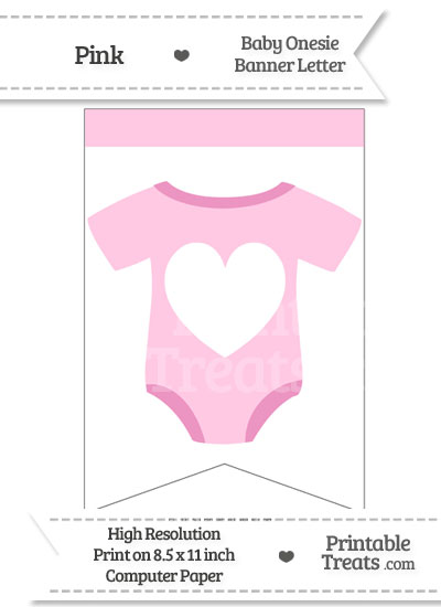 Pink Baby Onesie Bunting Banner Heart End from PrintableTreats.com