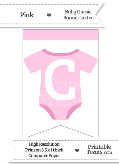 Pink Baby Onesie Bunting Banner Letter C from PrintableTreats.com