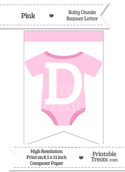 Pink Baby Onesie Bunting Banner Letter D from PrintableTreats.com