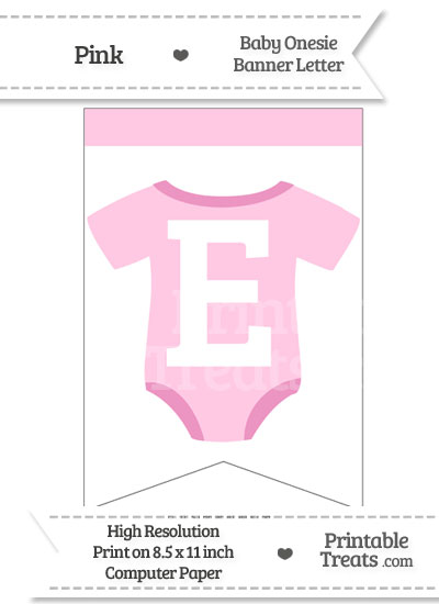 Pink Baby Onesie Bunting Banner Letter E from PrintableTreats.com