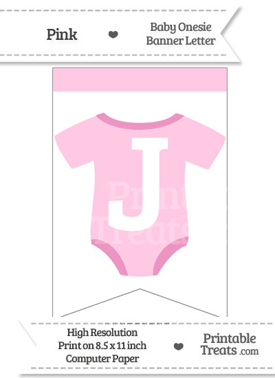 Pink Baby Onesie Bunting Banner Letter J from PrintableTreats.com