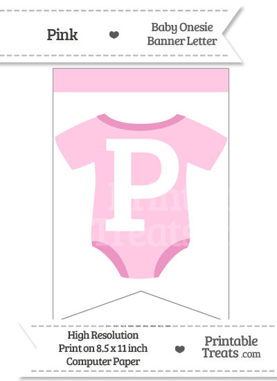 Pink Baby Onesie Bunting Banner Letter P from PrintableTreats.com
