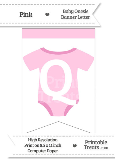 Pink Baby Onesie Bunting Banner Letter Q from PrintableTreats.com