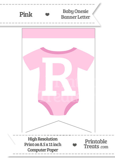 Pink Baby Onesie Bunting Banner Letter R from PrintableTreats.com