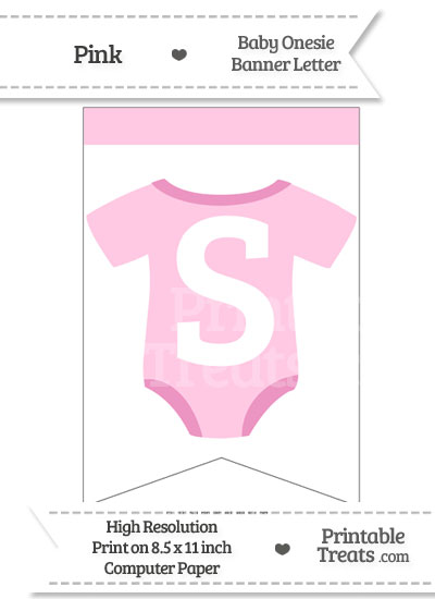 Pink Baby Onesie Bunting Banner Letter S from PrintableTreats.com