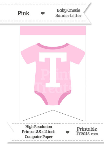 Pink Baby Onesie Bunting Banner Letter T from PrintableTreats.com