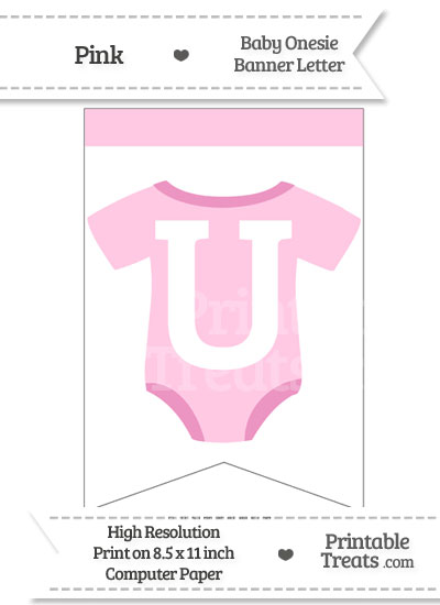 Pink Baby Onesie Bunting Banner Letter U from PrintableTreats.com