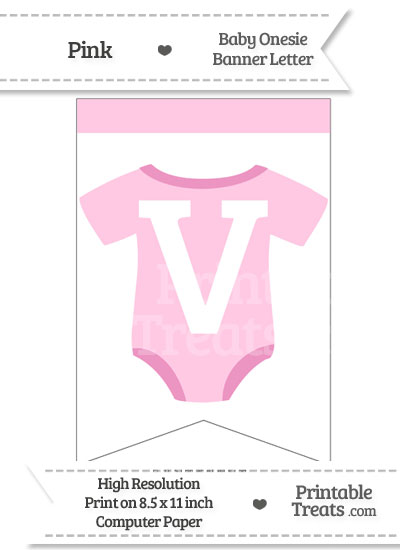 Pink Baby Onesie Bunting Banner Letter V from PrintableTreats.com