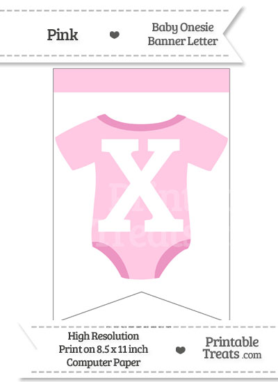 Pink Baby Onesie Bunting Banner Letter X from PrintableTreats.com