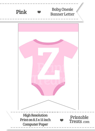Pink Baby Onesie Bunting Banner Letter Z from PrintableTreats.com