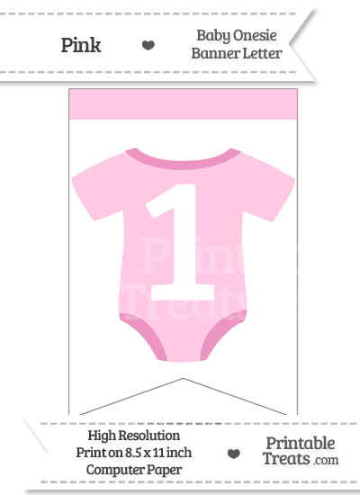 Pink Baby Onesie Bunting Banner Number 1 from PrintableTreats.com