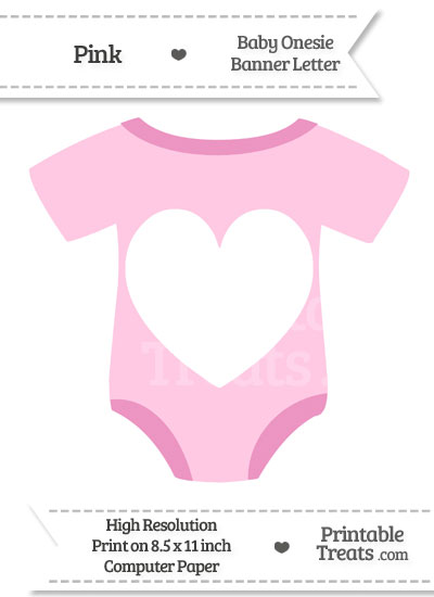 Pink Baby Onesie Shaped Banner Heart End from PrintableTreats.com