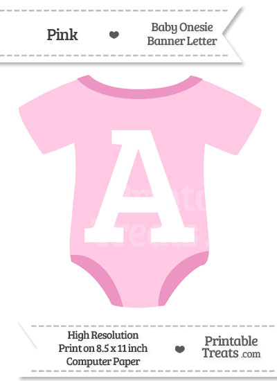 Pink Baby Onesie Shaped Banner Letter A from PrintableTreats.com