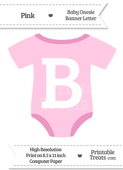 Pink Baby Onesie Shaped Banner Letter B from PrintableTreats.com