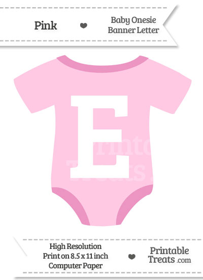 Pink Baby Onesie Shaped Banner Letter E from PrintableTreats.com