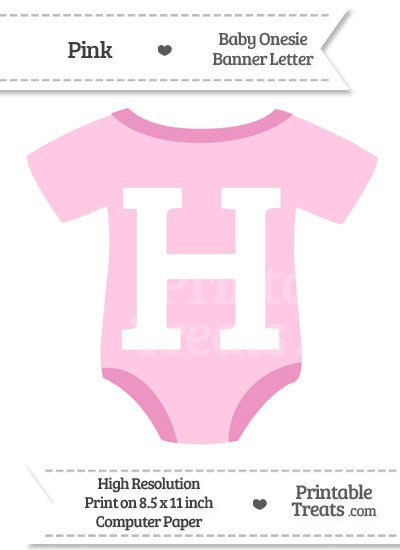 Pink Baby Onesie Shaped Banner Letter H from PrintableTreats.com