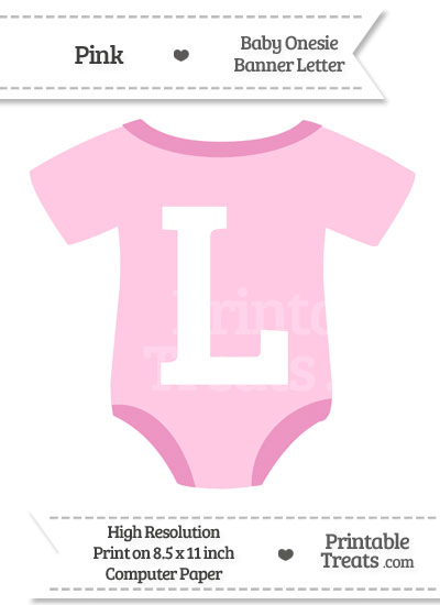 Pink Baby Onesie Shaped Banner Letter L from PrintableTreats.com