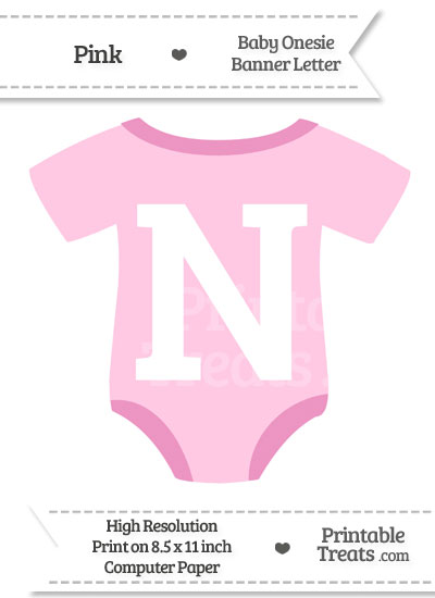 Pink Baby Onesie Shaped Banner Letter N from PrintableTreats.com